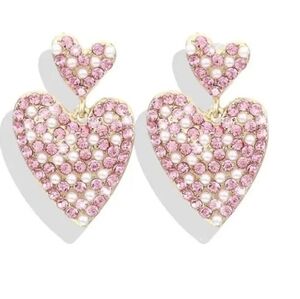 Pink and Gold Heart Earrings